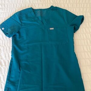 Figs Teal V-Neck Scrub Top